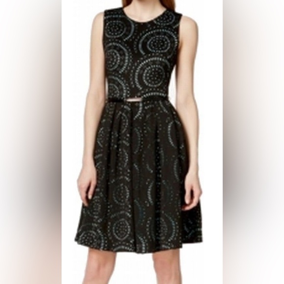Calvin Klein Dresses & Skirts - NEW Calvin Klein Black and Light Blue Fit & Flare Sleeveless Dress